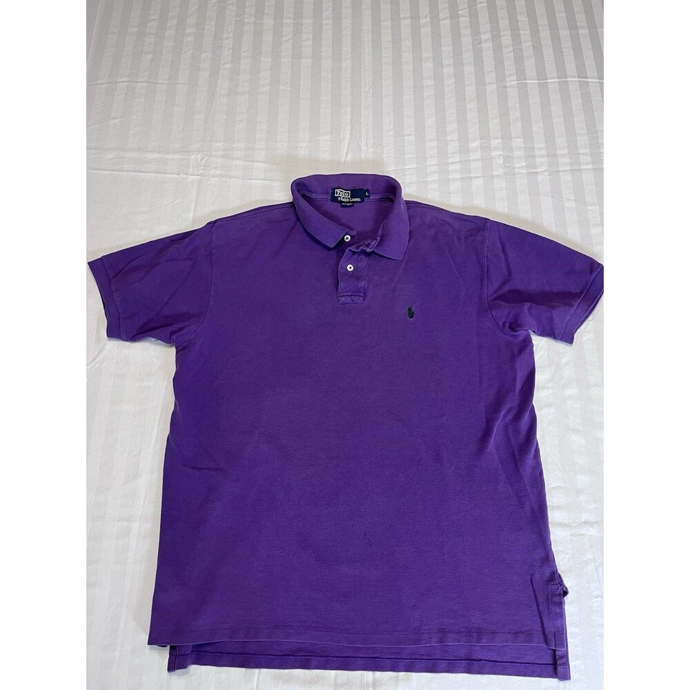 Polo Ralph Lauren Shirt Mens L Classic Fit Purple Green Pony Cotton Polo SS